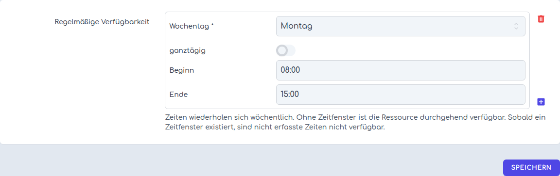Erfolgreich gespeicherter kürzerer Wochenplan nach dem Serienende